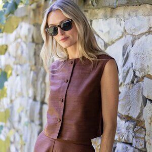 Julia Amory Silk Blair Top in CoCo, Small